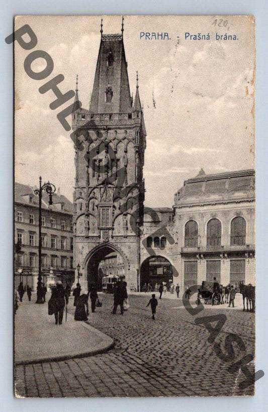 Pohlednice Praha Prašná brána protektorát monarchie (M370)