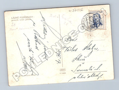 Pohlednice Poděbrady pomník krále Jiřího 1958 (M37016)