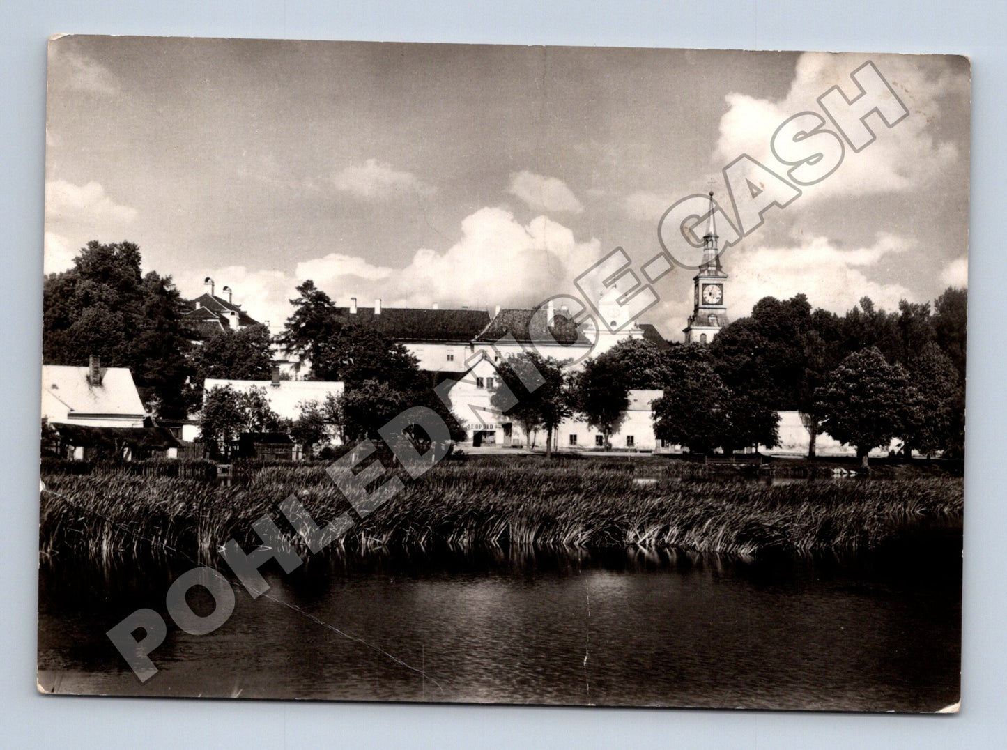 Pohlednice Žďár nad Sázavou kostel a rybník 1957 (M37029)