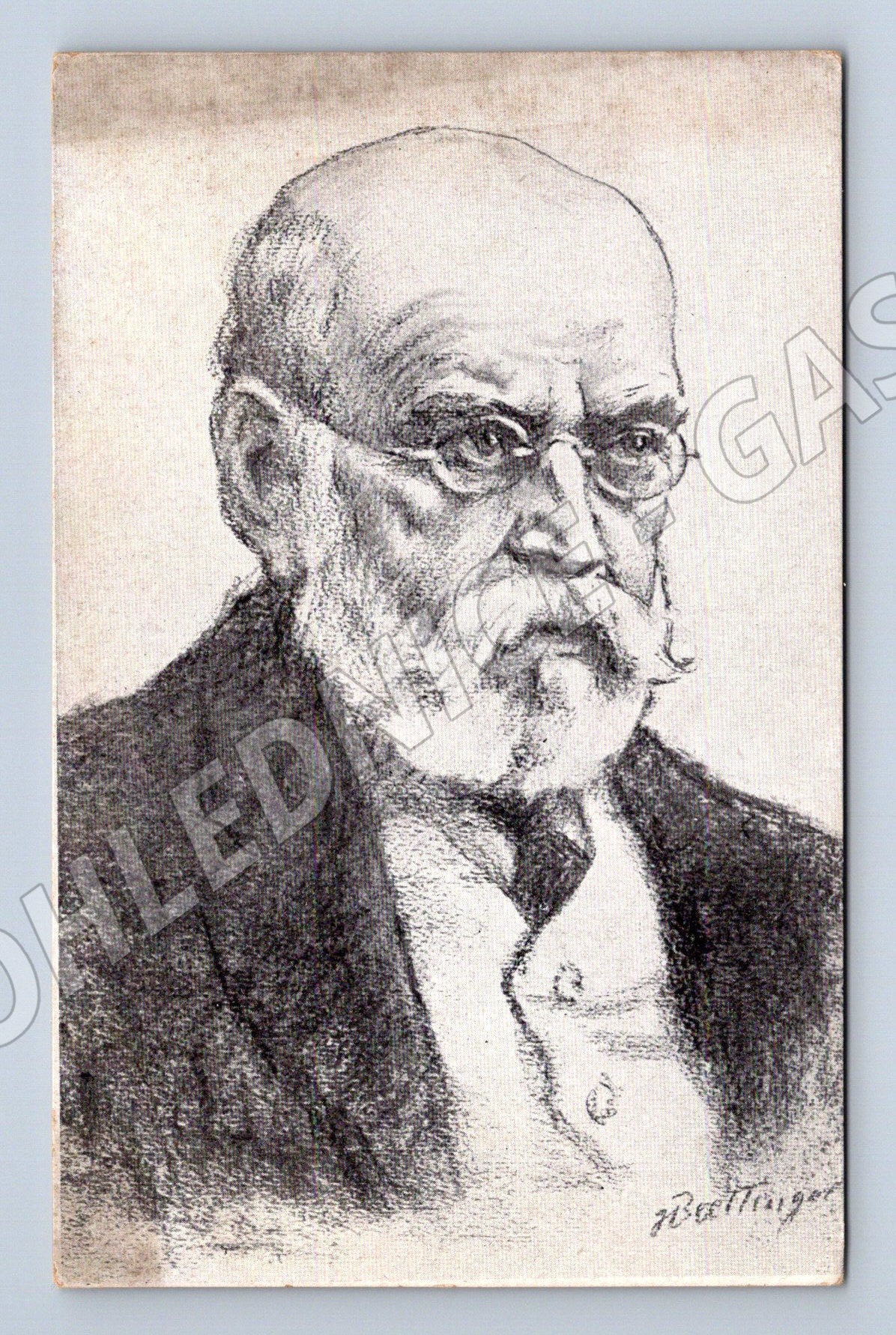 Pohlednice Alois Jirásek kresba Boettinger (M3703)