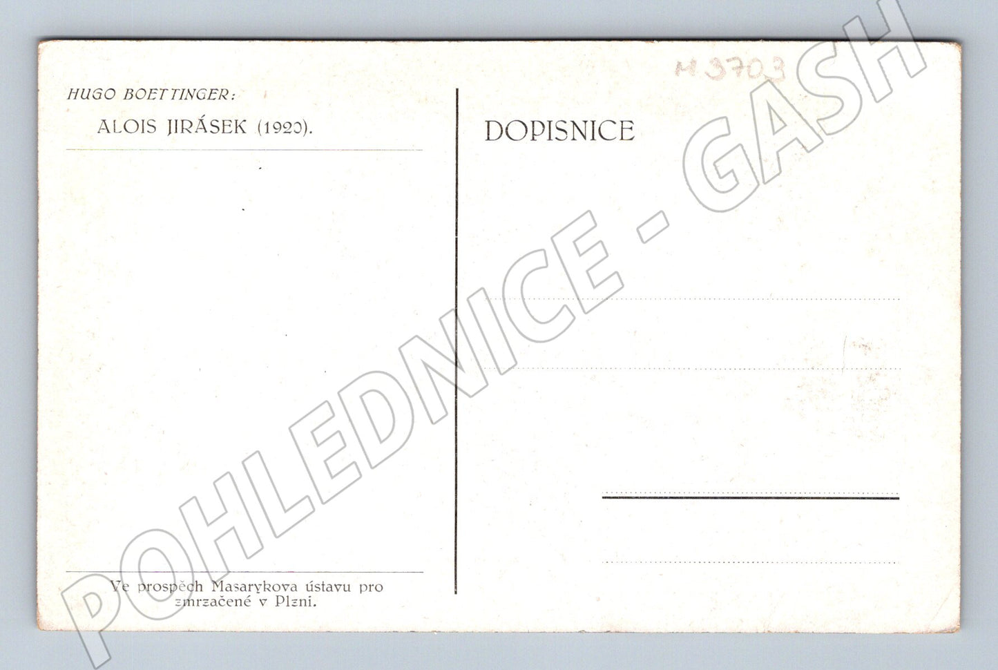 Pohlednice Alois Jirásek kresba Boettinger (M3703)