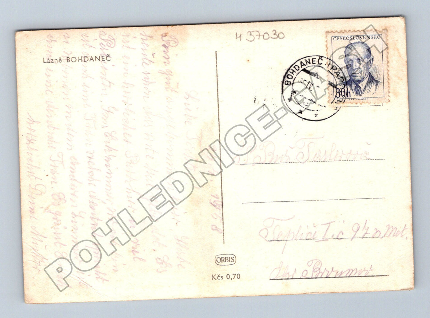 Pohlednice Lázně Bohdaneč budova 1952 (M37030)