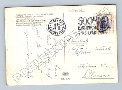 Pohlednice Karlovy Vary lázně Richmond jelen 1958 (M37032)