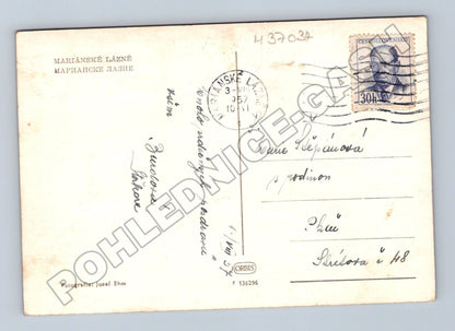 Pohlednice Mariánské Lázně zástavba na kopci 1941 (M37034)