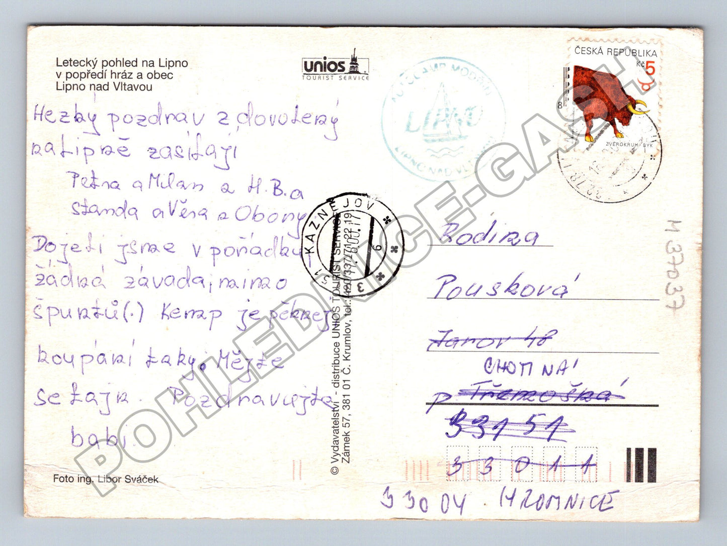 Pohlednice Lipno nad Vltavou přehrada 1977 (M37037)