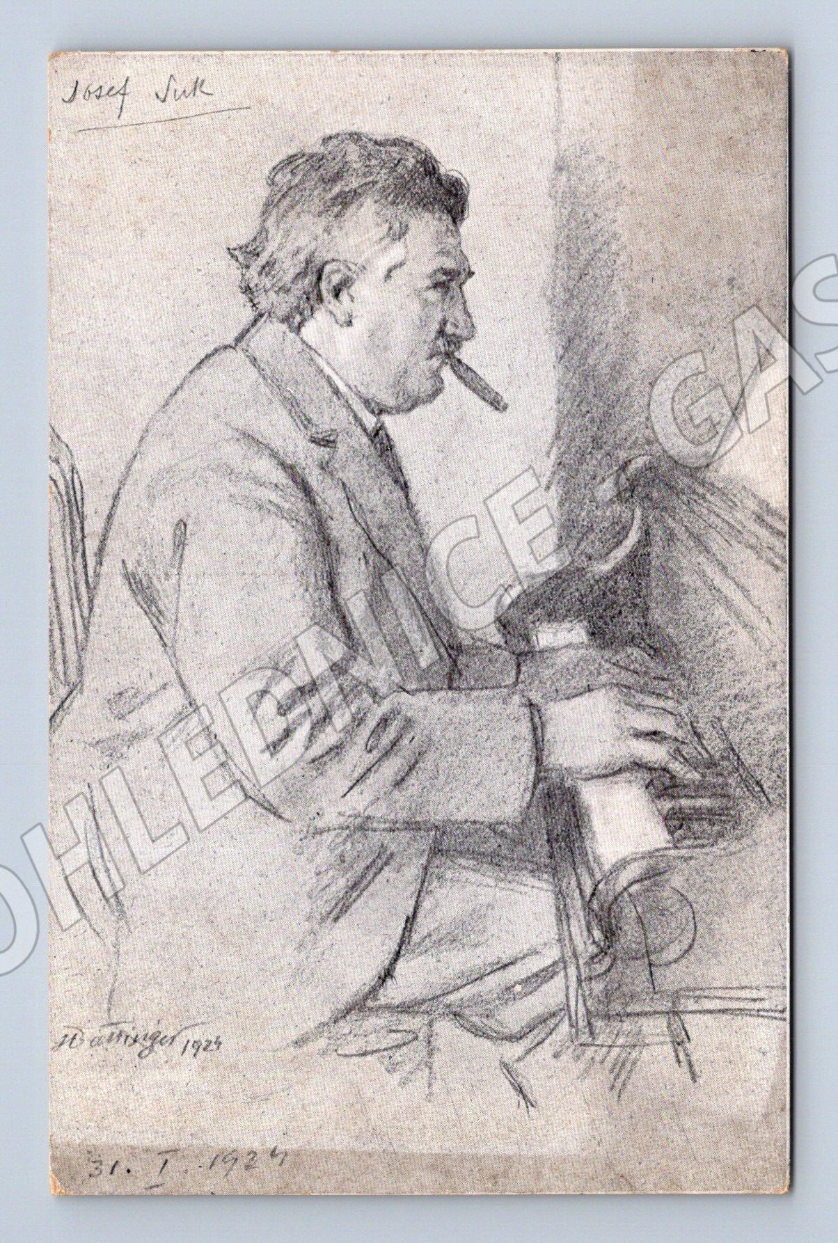 Pohlednice Josef Suk kresba Boettinger (M3704)