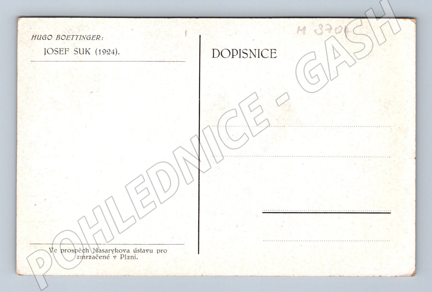 Pohlednice Josef Suk kresba Boettinger (M3704)