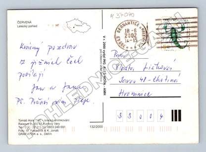 Pohlednice ČERVENÁ letecký pohled 2002 (M37040)