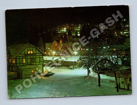 Pohlednice Špindlerův Mlýn Krkonoše zimní noc 1972 (M37064)