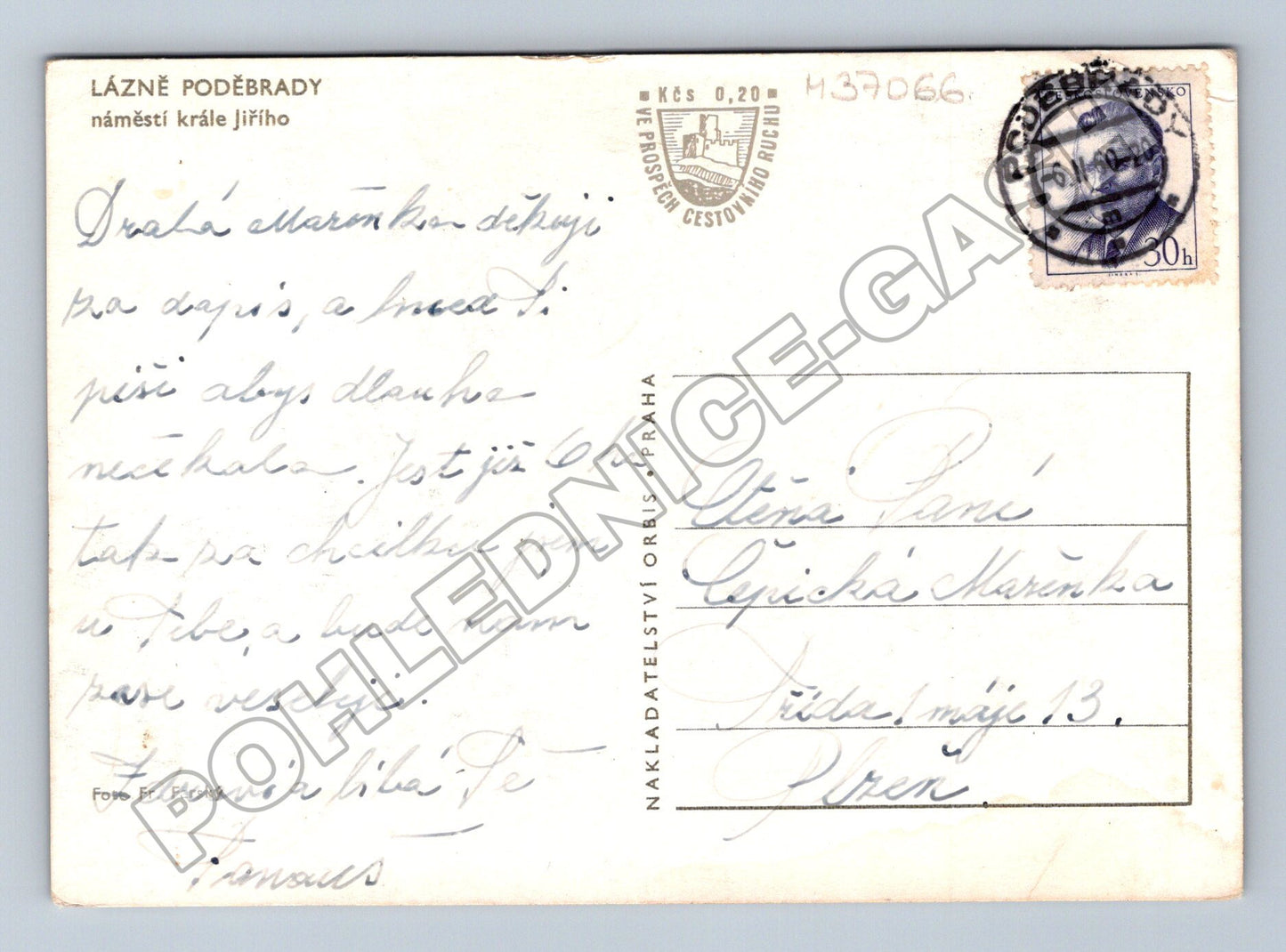 Pohlednice Poděbrady náměstí krále Jiřího 1940 (M37066)