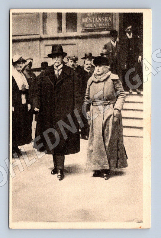 Pohlednice Masaryk a choť u voleb (M3707)