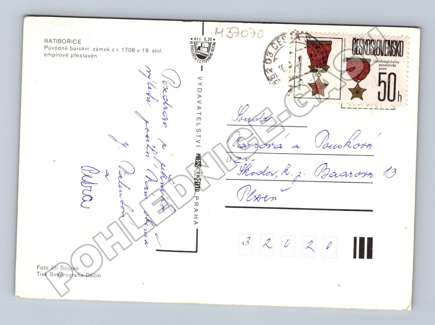 Pohlednice Ratibořice zámek podzim 1969 (M37070)