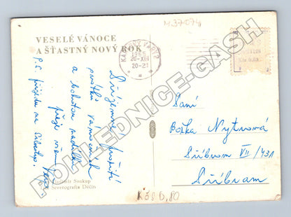 Pohlednice zasněžené horské chaty Vánoce 1965 (M37074)