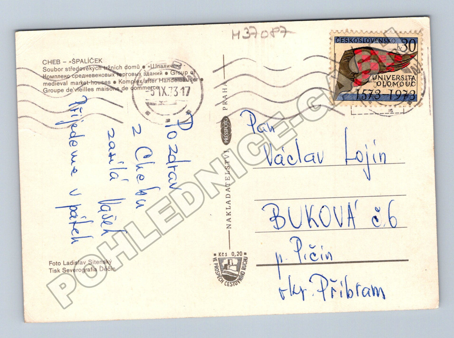 Pohlednice Cheb Špalíček náměstí 1973 (M37087)