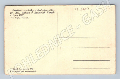 Pohlednice Masaryk a Švehla Karlovy Vary (M3709)