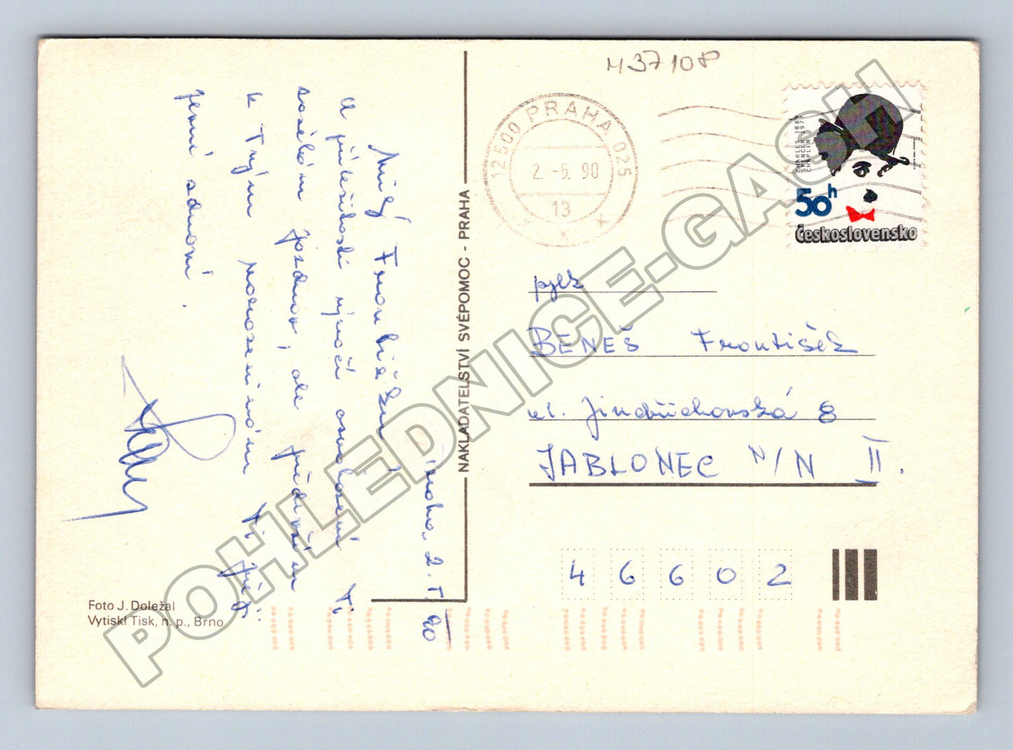 Pohlednice Květina žlutá růže 1990 (M37108)