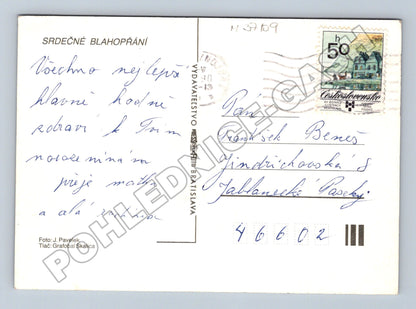 Pohlednice Slovensko Červená růže Blahopřání (M37109)