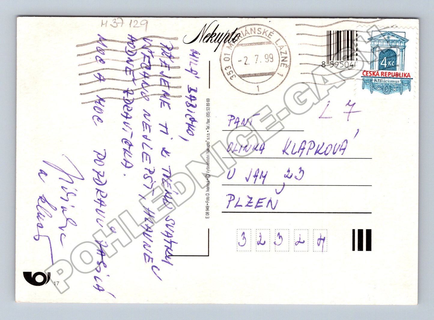 Pohlednice Vše nejlepší růže 1999 (M37129)