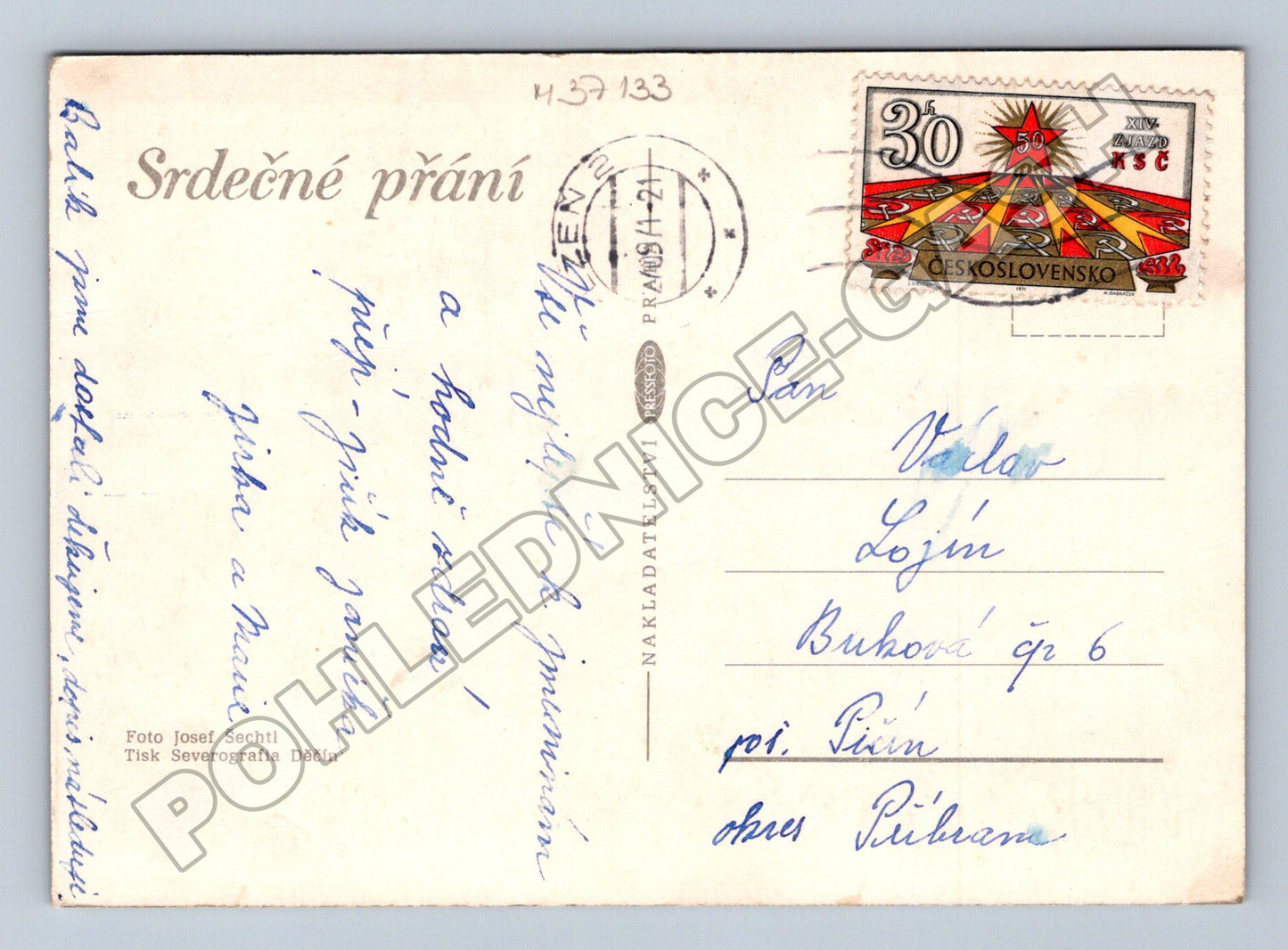 Pohlednice Květiny Astry 1941 (M37133)
