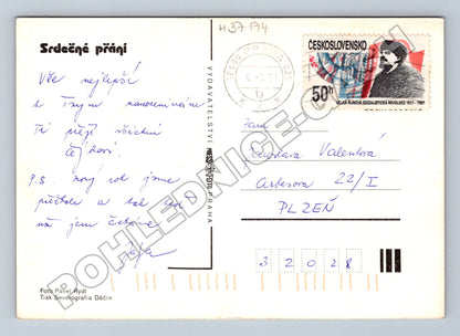 Pohlednice Květiny žluté lilie váza 1983 (M37174)