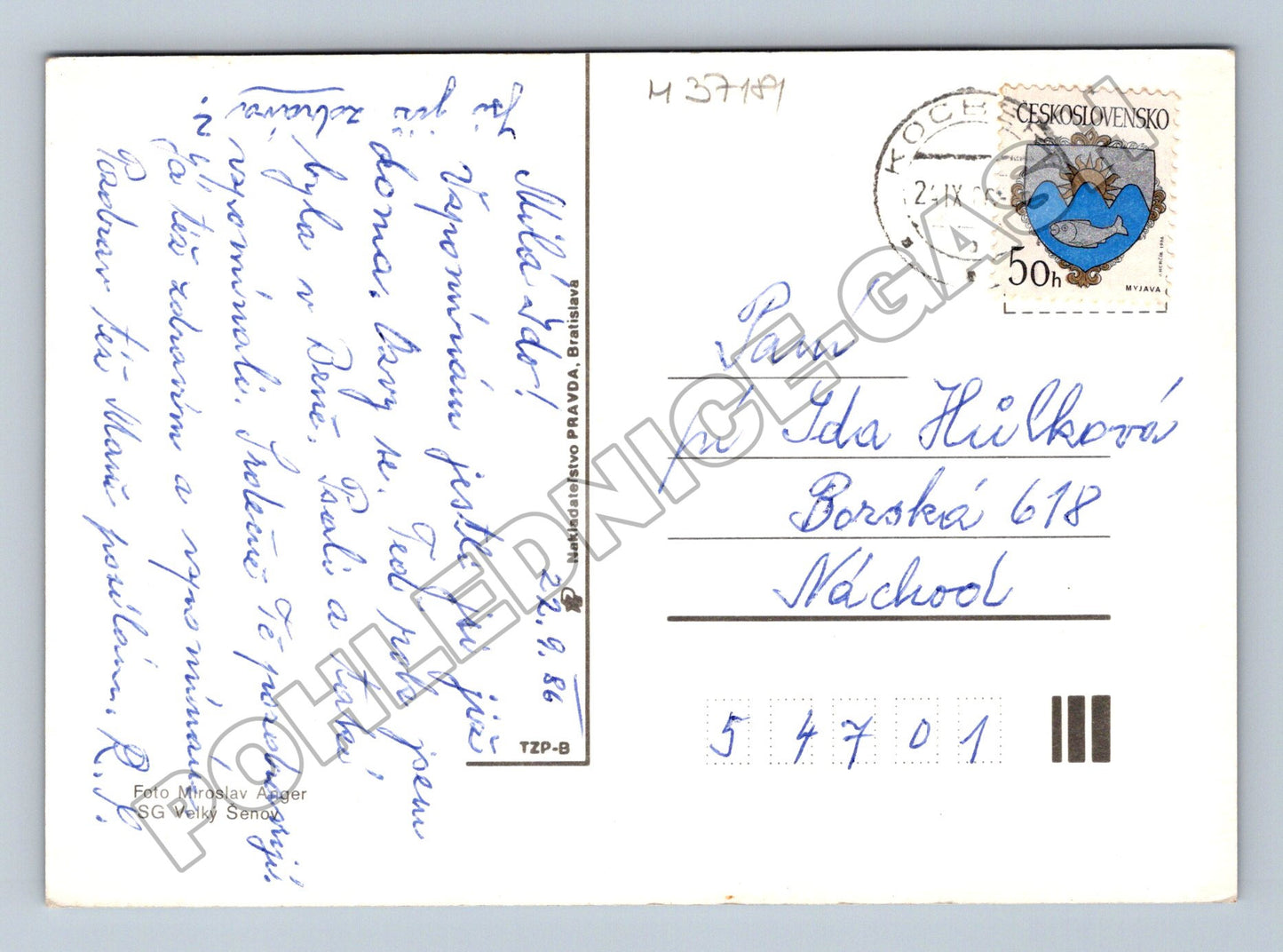 Pohlednice Červené růže 1986 (M37181)