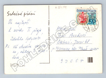 Pohlednice oranžové chryzantémy 1980s (M37191)