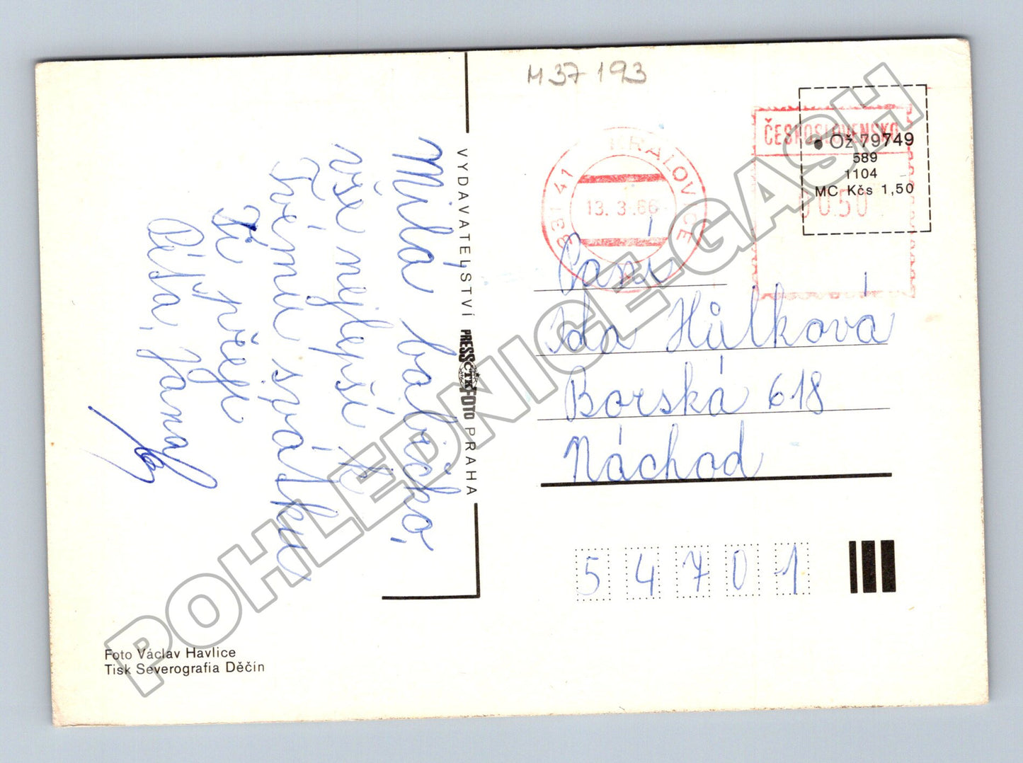 Pohlednice červená růže Praha 1986 (M37193)