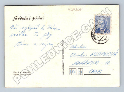 Pohlednice Srdečné přání květiny 1980 (M37208)