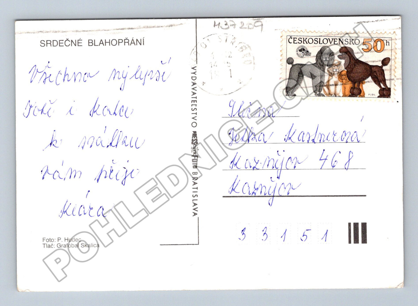 Pohlednice Květiny v modré váze (M37209)