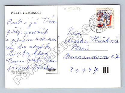 Pohlednice Velikonoční vajíčka a kočičky 1970s (M37251)