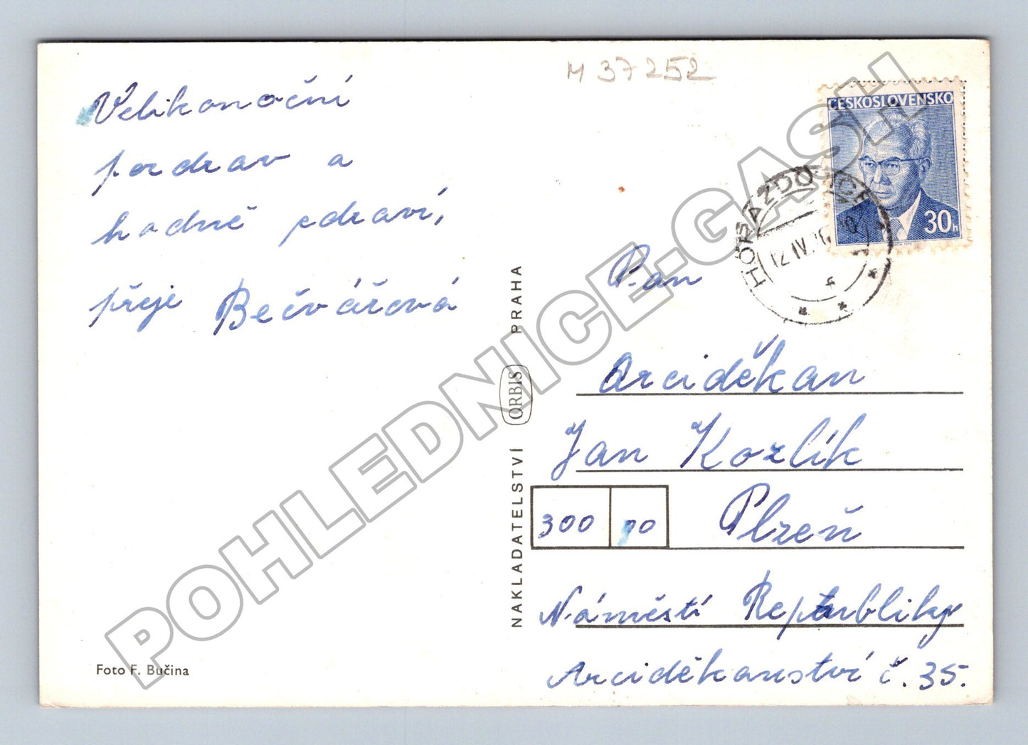 Pohlednice Velikonoční motiv chrastítko a sněženky 1960 (M37252)