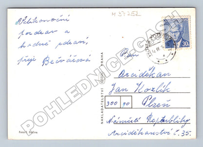 Pohlednice Velikonoční motiv chrastítko a sněženky 1960 (M37252)