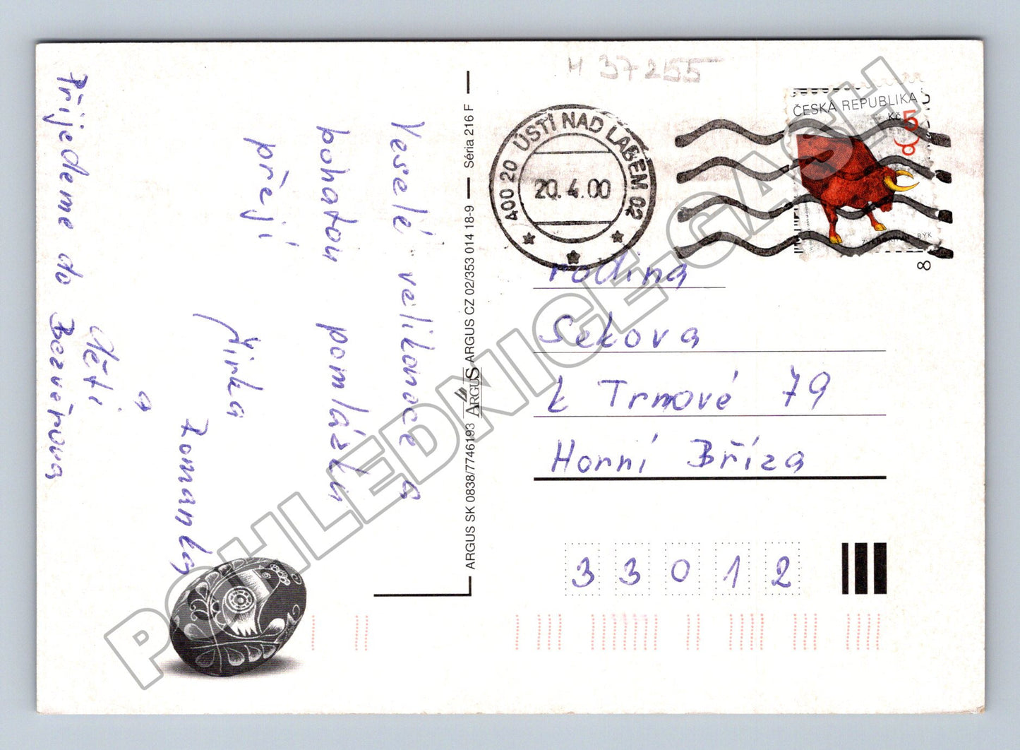 Pohlednice Velikonoce květiny a vejce 2000 (M37255)