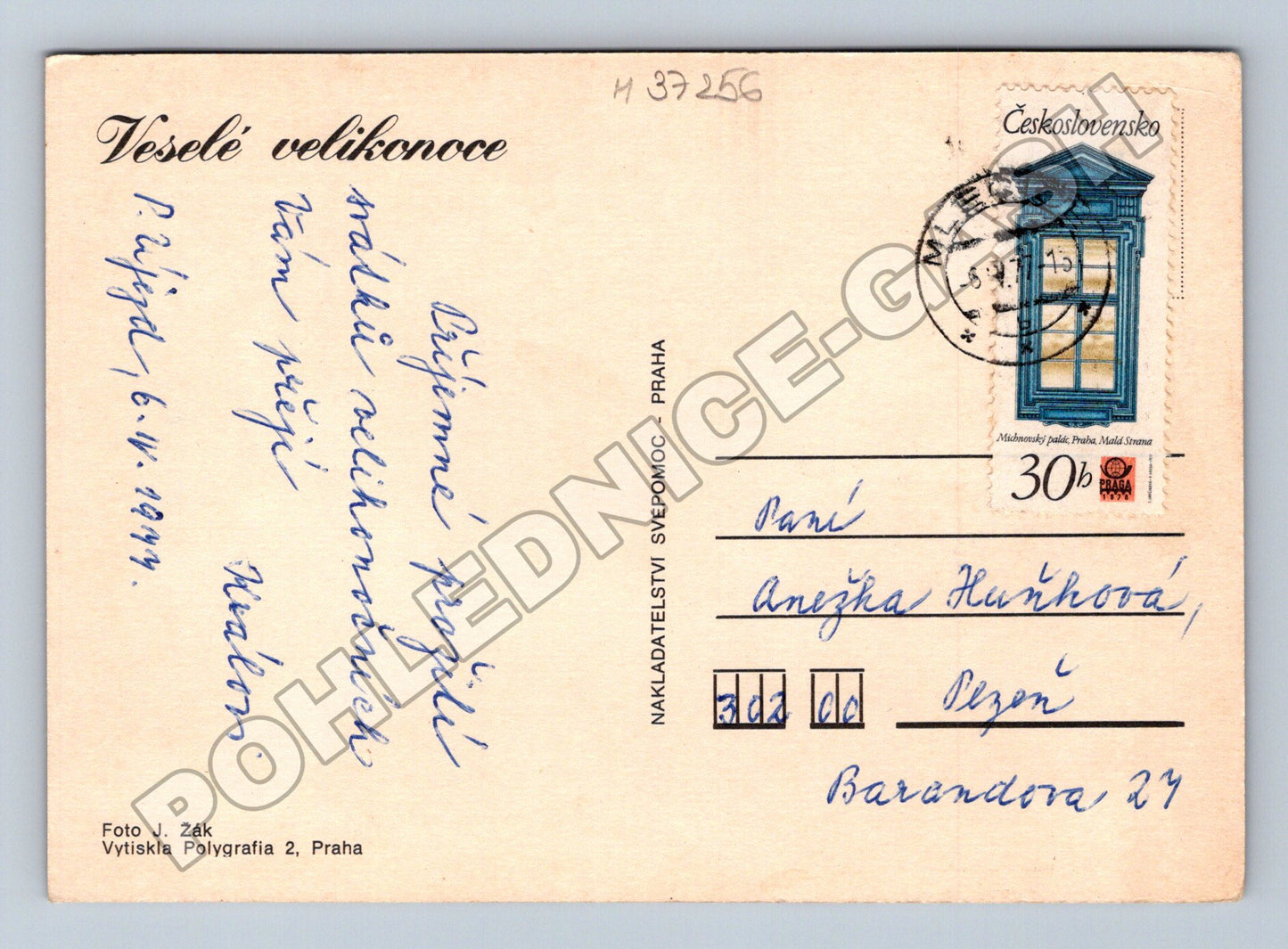 Pohlednice Velikonoce barevná vejce 1949 (M37256)