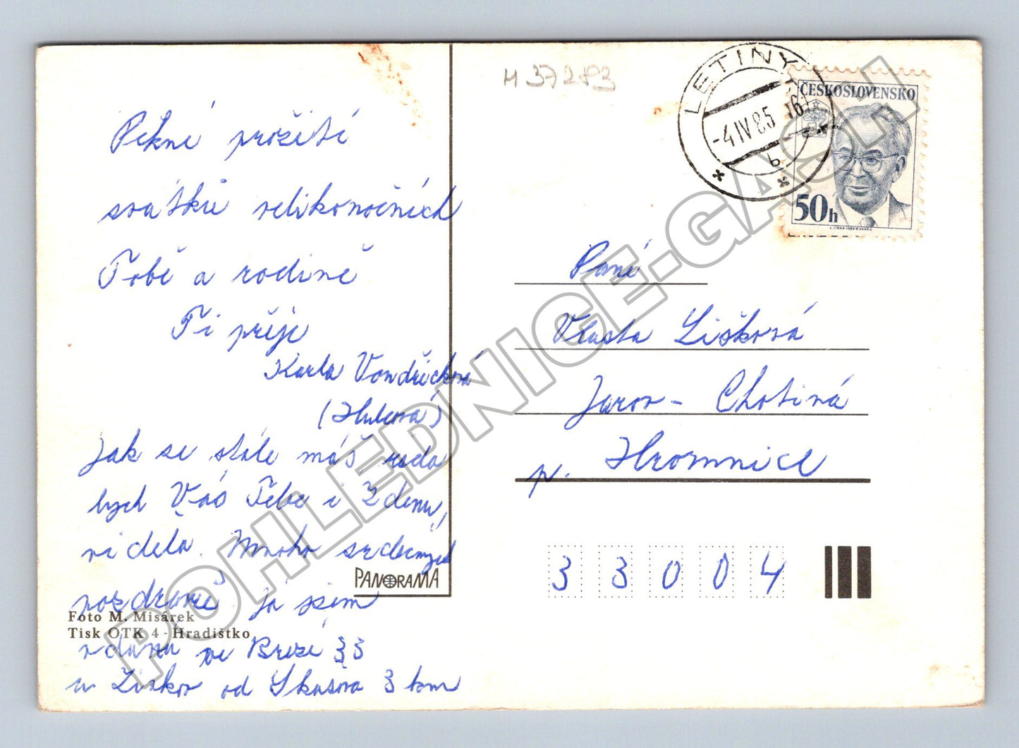 Pohlednice Velikonoce vajíčka džbán 1985 (M37283)