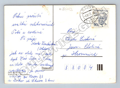 Pohlednice Velikonoce vajíčka džbán 1985 (M37283)