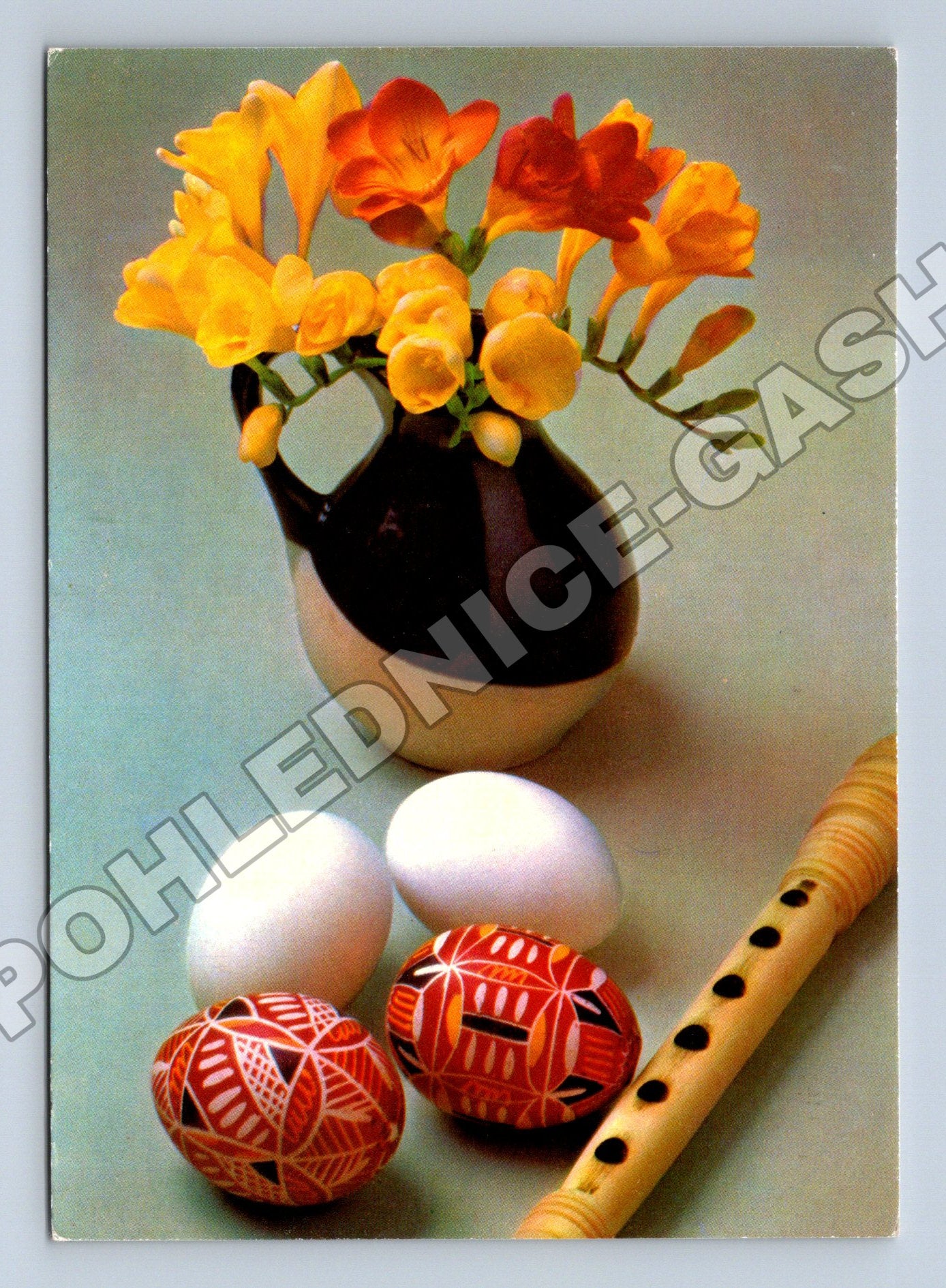 Pohlednice Velikonoční motiv frézie kraslice (M37292)