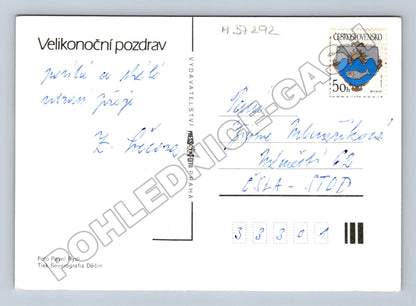 Pohlednice Velikonoční motiv frézie kraslice (M37292)