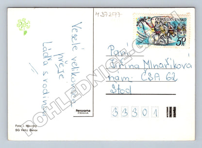 Pohlednice Velikonoční motiv zdobený talíř a vejce 1980 (M37297)