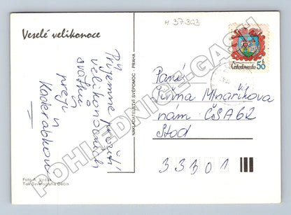 Pohlednice velikonoční vejce v košíku (M37303)