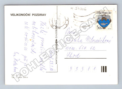 Pohlednice Velikonoční pozdrav kraslice a kočičky 1986 (M37306)