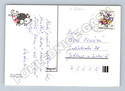 Pohlednice Velikonoční vajíčka a kytice 1969 (M37314)