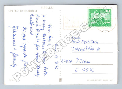 Pohlednice NDR velikonoční vajíčka a květy 1976 (M37321)