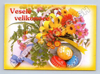 Pohlednice Veselé velikonoce květiny a vejce (M37325)