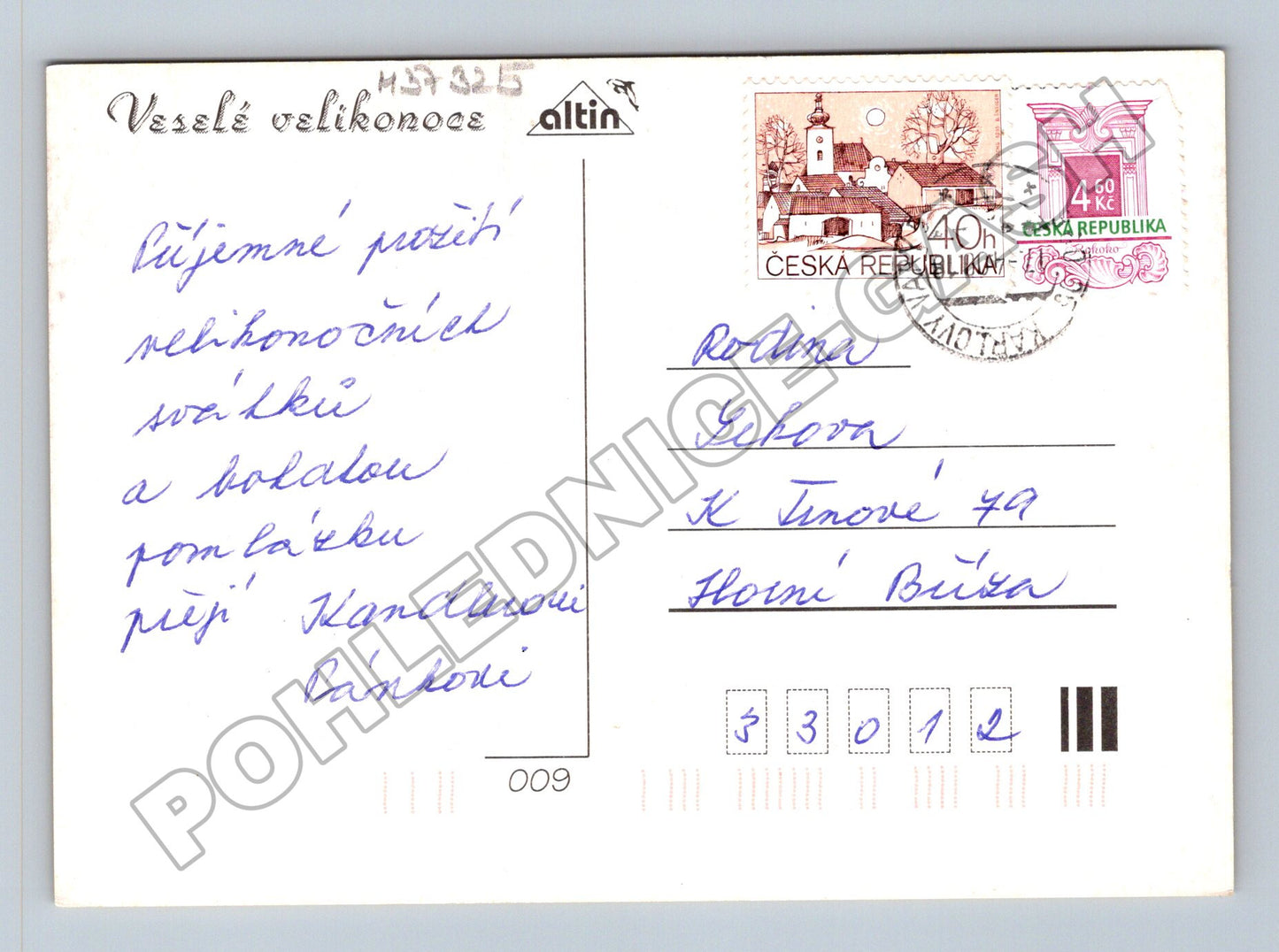 Pohlednice Veselé velikonoce květiny a vejce (M37325)
