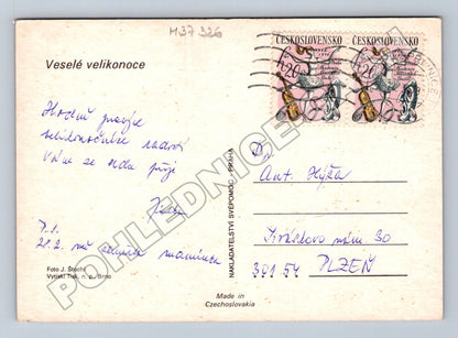 Pohlednice Veselé velikonoce kočičky vejce 1976 (M37326)