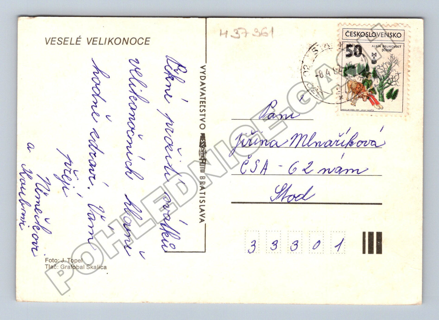 Pohlednice Velikonoce vajíčka 1974 (M37361)