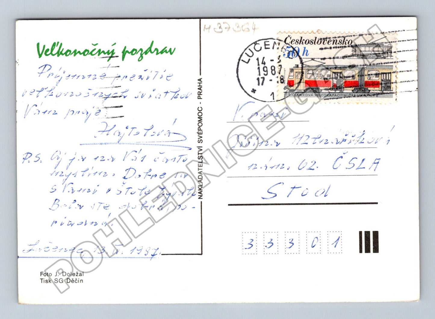 Pohlednice Velikonoční motiv 1987 (M37364)