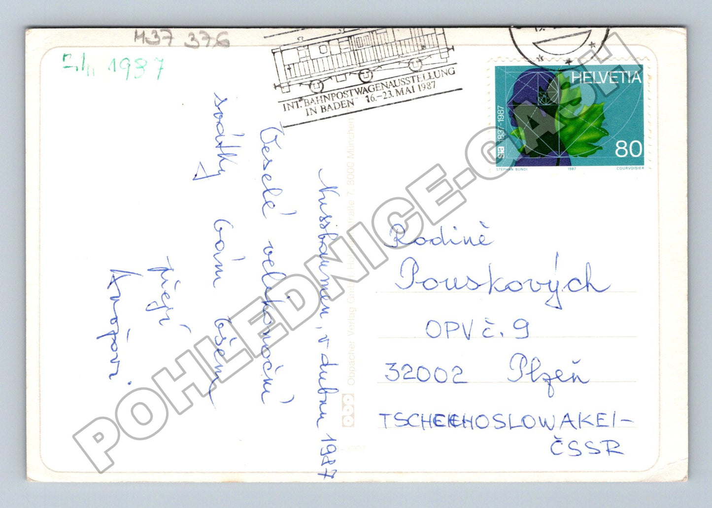 Pohlednice Švýcarsko velikonoční kočičky 1987 (M37376)