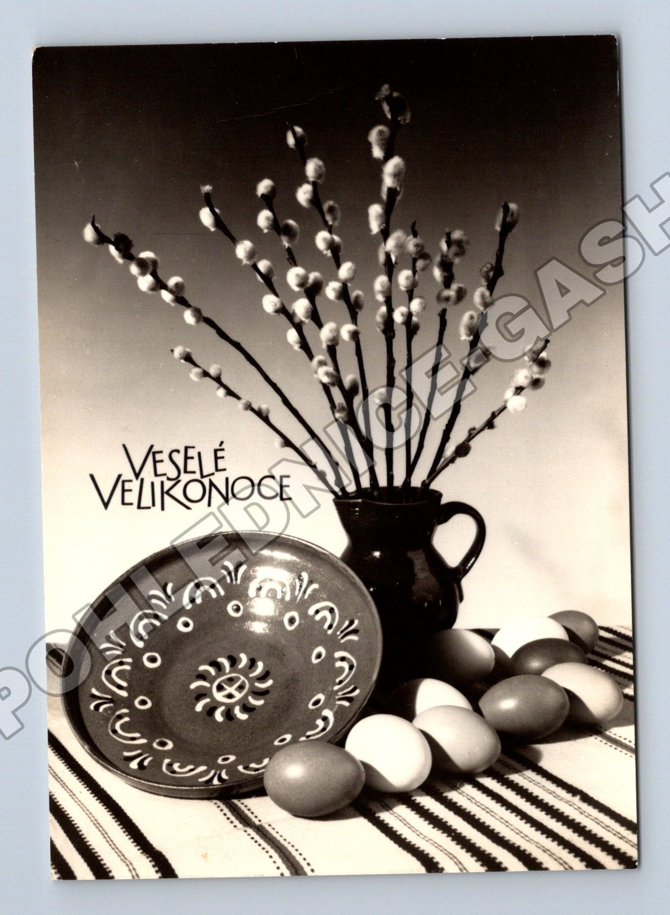 Pohlednice Velikonoce vajíčka kočičky 1937 (M37387)
